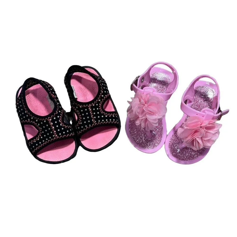 Toddler Set of 2 Summer Sandals Pink Black Size 3/4